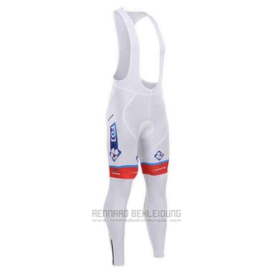 2015 Fahrradbekleidung FDJ Wei und Blau Trikot Langarm und Tragerhose